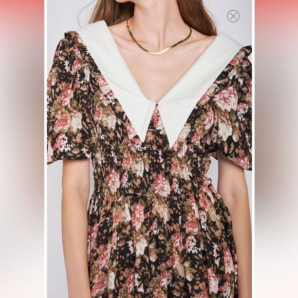 En Saison Kiko Midi Floral Print Retro V-Neck Short Sleeves Dress M NWT - Picture 3 of 8